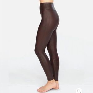 Spanx Brown Faux Leather Leggings Sz S
